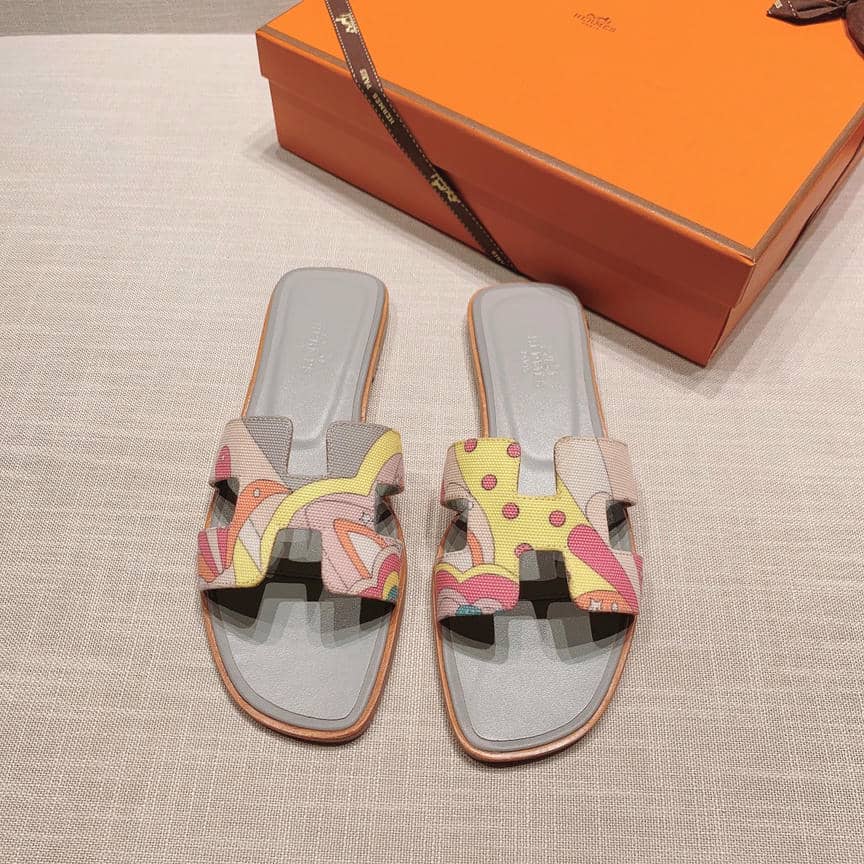 Hermes floral print sandals-10
